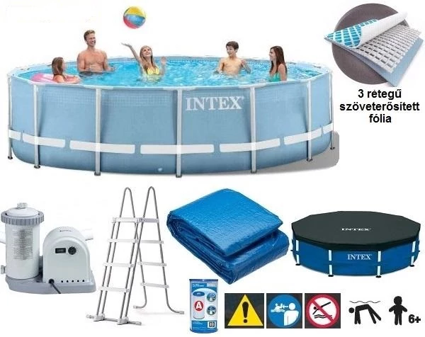 Vízforgatós medence szett, fémvázas 549x122 cm - INTEX PRISM FRAME POOL 26732