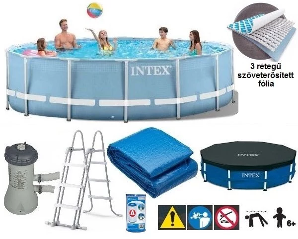 Vízforgatós medence szett, fémvázas 457x107 cm - INTEX PRISM FRAME POOL 26724